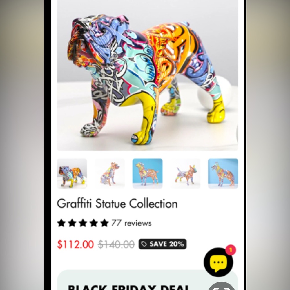 Colorful Graffiti Bulldog Figurine